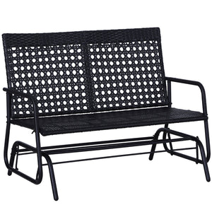 English Elm Rattan Outdoor Swivel Rocker Chair Pe Wicker Patio Seat with Cushioned Backrest T3971P384289