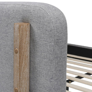 English Elm Jennifer Taylor Home - Diego King Low Upholstered Platform Bed In Light Grey - Modern Elegance With Natural Wood Legs B2719P238662