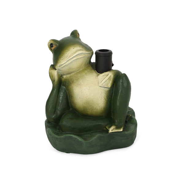 English Elm Christopher Knight Home® - FROG Concrete Umbrella Base in Green – Heavy 17.5" Stable Patio Stand, Weather-Resistant Outdoor Decor 67765.00GRN
