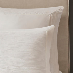 JLA Home N Natori - Cotton yarn-dyed 3-piece duvet cover set with textured cottage weave, button closures, easy care White NS12-3246