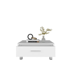 English Elm Modern Square Coffee Table with Storage Drawer and Metal Legs for Studio Living B200P474565