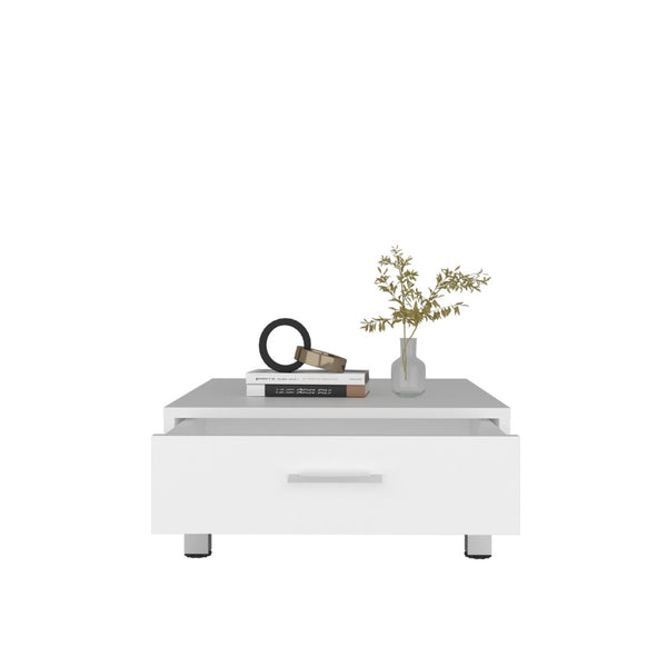 English Elm Modern Square Coffee Table with Storage Drawer and Metal Legs for Studio Living B200P474565