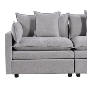 English Elm 108.66"Modern Chenille L-Shaped Sectional Sofa with Convertible Chaise, Solid Wood Frame, Plush Foam Comfort and Ottoman Set for Spacious Living Room Light Gray W1036S00055