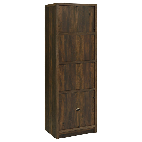English Elm Stott Dark Pine Media Tower with Adjustable Shelves and Display Space, 70.75" Tall Brown Storage Unit B062P299839