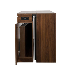 English Elm Modern Extendable Dining Table with Built-In Outlet, USB Ports & Storage, Space-Saving Console to 118" Walnut W331S00191