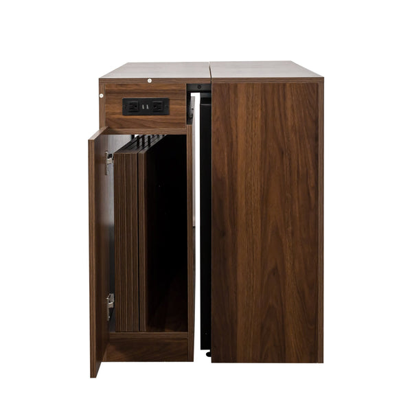 English Elm Modern Extendable Dining Table with Built-In Outlet, USB Ports & Storage, Space-Saving Console to 118" Walnut W331S00191