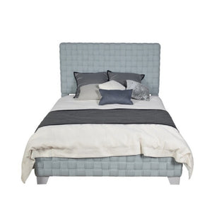 English Elm Contemporary King Upholstered Bed Teal Chenille Woven Fabric with Gray Accent Legs B2741S00756