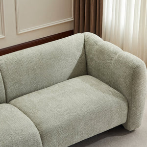 English Elm Tonson Wave Silhouette Boucle Three Seater Sofa Sculptural Modern Living Room Seating Light Green N773IS00030F