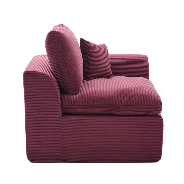 English Elm UNITED Cloud Couch Modular Sectional Sofa with Corduroy Cover, Ergonomic 2-Seater, No Assembly Needed WINE RED W1568P371121