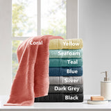 Madison Park Essentials Adrien Casual Super Soft Cotton Quick Dry Bath Towel 6 Piece Set MPE73-1024 Black