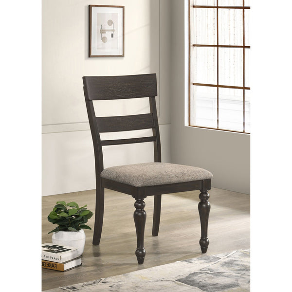 English Elm Kavita Charcoal Wood Dining Side Chair Set of 2 — Mango Oak Grain Finish, Foam-Padded Light Brown Upholstery Comfortable Elegance B062P299889