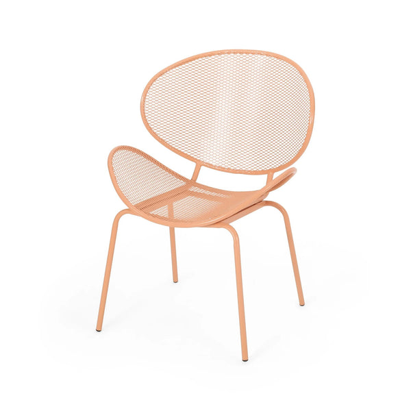 English Elm Christopher Knight Home® - ELBA Modern Mesh Shell Chat Set with Powder-Coated Iron Frame, Retro Minimal Outdoor Seating Orange N775P250740O