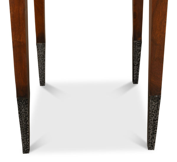 Sarreid Burnford Table - Elegant Walnut Wood With Hammered Texture - Durable Iron Base For Timeless Style Brown  27273