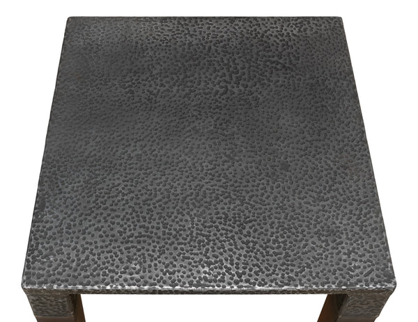 Sarreid Burnford Table - Elegant Walnut Wood With Hammered Texture - Durable Iron Base For Timeless Style Brown  27273