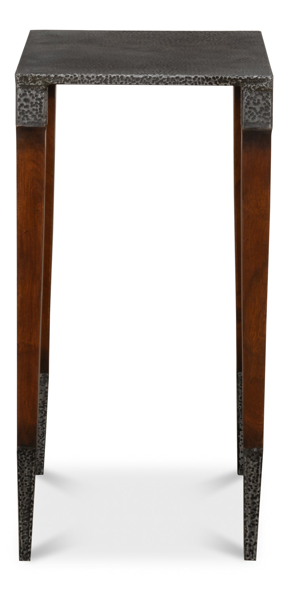 Sarreid Burnford Table - Elegant Walnut Wood With Hammered Texture - Durable Iron Base For Timeless Style Brown  27273