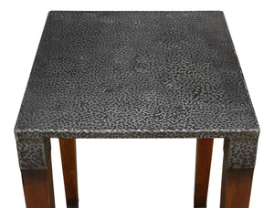 Sarreid Burnford Table - Elegant Walnut Wood With Hammered Texture - Durable Iron Base For Timeless Style Brown  27273
