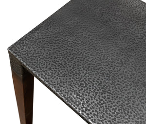 Sarreid Burnford Table - Elegant Walnut Wood With Hammered Texture - Durable Iron Base For Timeless Style Brown  27273