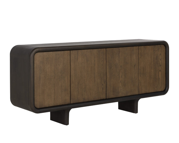 Sunpan Pascoe Sideboard - Elegant Oak Wood Design With Rounded Silhouette & Ample Storage For Your Home Brown Wood 112036