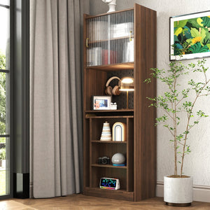 English Elm Folding Wall-Mount Desk with Shelves and Pegboard, Space-Saving Foldable Workstation for Small Rooms W331S00199