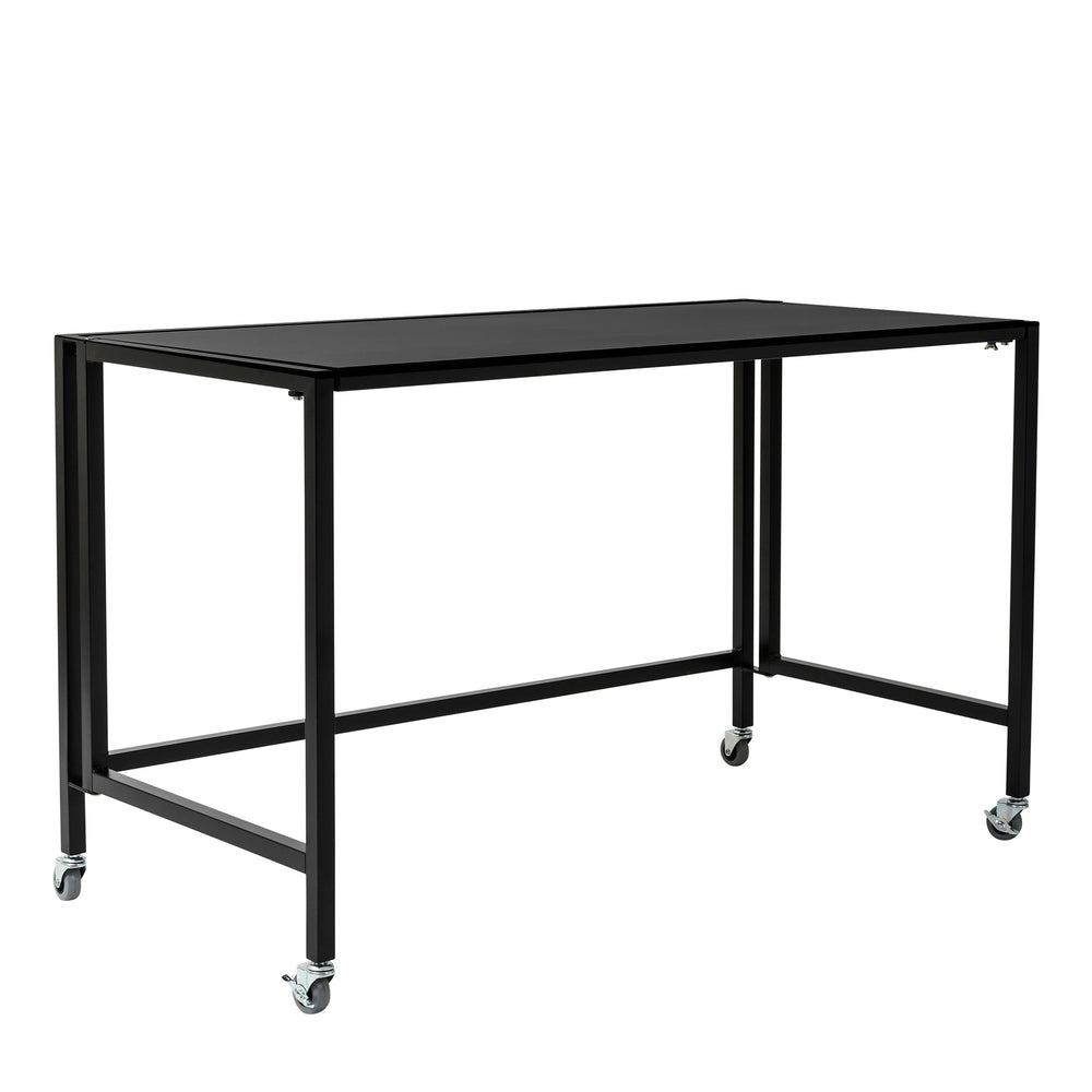 EuroStyle Christel Folding Desk With Powder Coated Steel Frame And Melamine Top For Home Office 23.5D x 47.5W x 30H 27279BLK