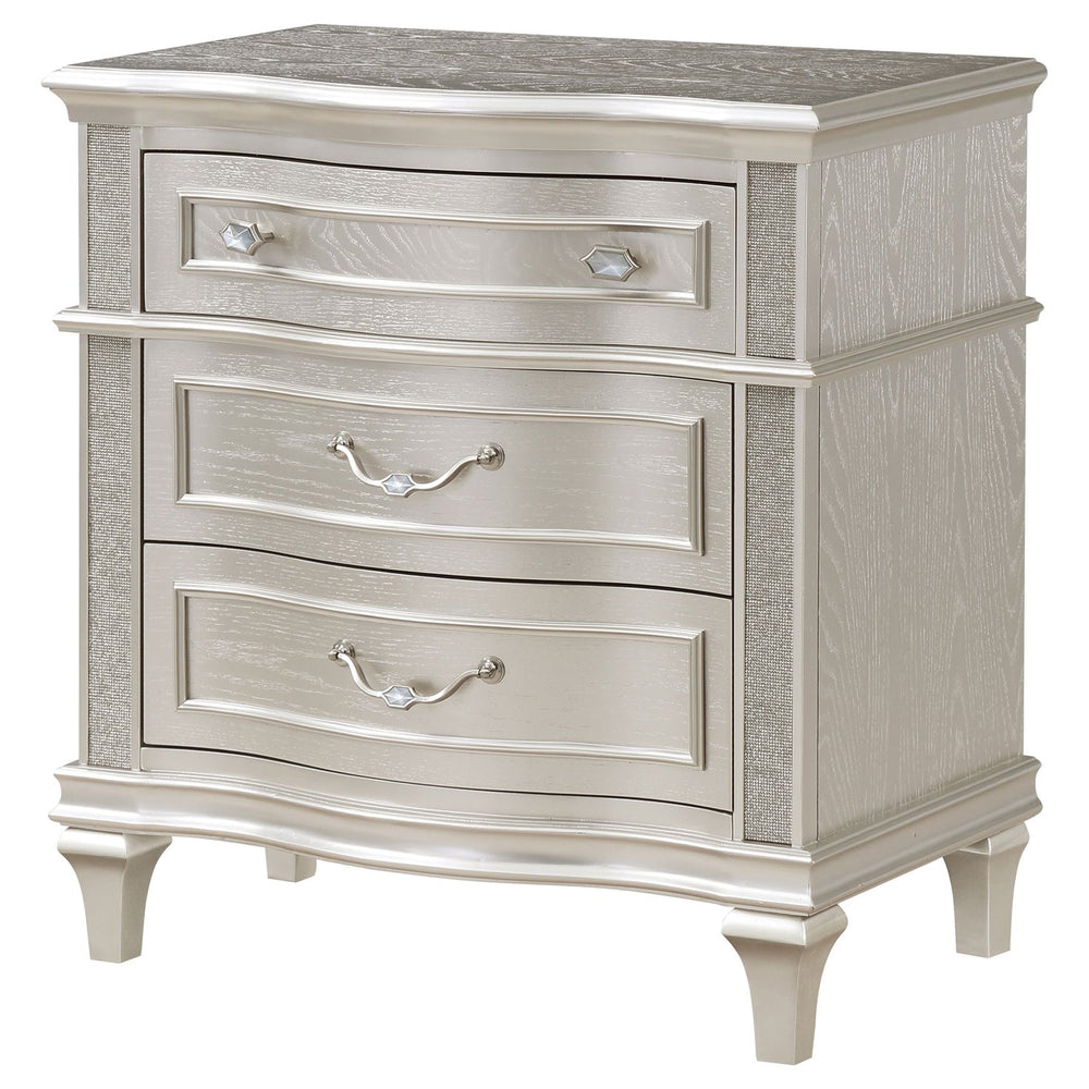 English Elm Evangeline Silver Oak 3-Drawer Nightstand with Hexagonal Hardware, Turned Tapered Legs, Modern Elegance B062P344978
