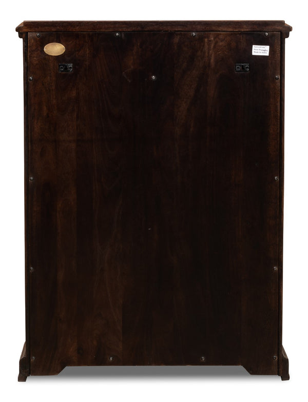 Sarreid Austrian Hall Cabinet In Solid Walnut - Elegant Design With Adjustable Shelves And Key Plate Brown  27284