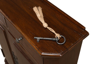 Sarreid Austrian Hall Cabinet In Solid Walnut - Elegant Design With Adjustable Shelves And Key Plate Brown  27284