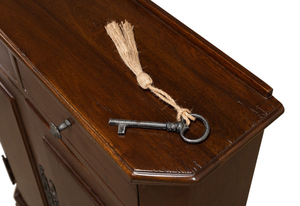 Sarreid Austrian Hall Cabinet In Solid Walnut - Elegant Design With Adjustable Shelves And Key Plate Brown  27284