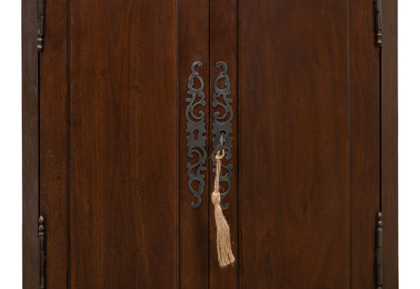 Sarreid Austrian Hall Cabinet In Solid Walnut - Elegant Design With Adjustable Shelves And Key Plate Brown  27284