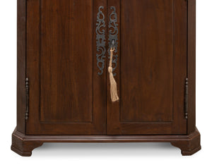 Sarreid Austrian Hall Cabinet In Solid Walnut - Elegant Design With Adjustable Shelves And Key Plate Brown  27284