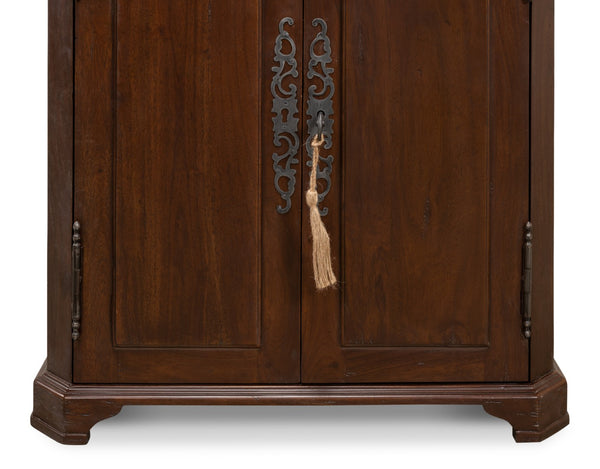 Sarreid Austrian Hall Cabinet In Solid Walnut - Elegant Design With Adjustable Shelves And Key Plate Brown  27284
