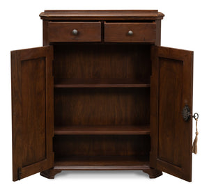 Sarreid Austrian Hall Cabinet In Solid Walnut - Elegant Design With Adjustable Shelves And Key Plate Brown  27284
