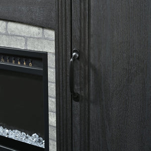 English Elm On-trend Farmhouse Electric Fireplace Console Walnut Veneer Media Cabinet for Living Room Black N721S000069B