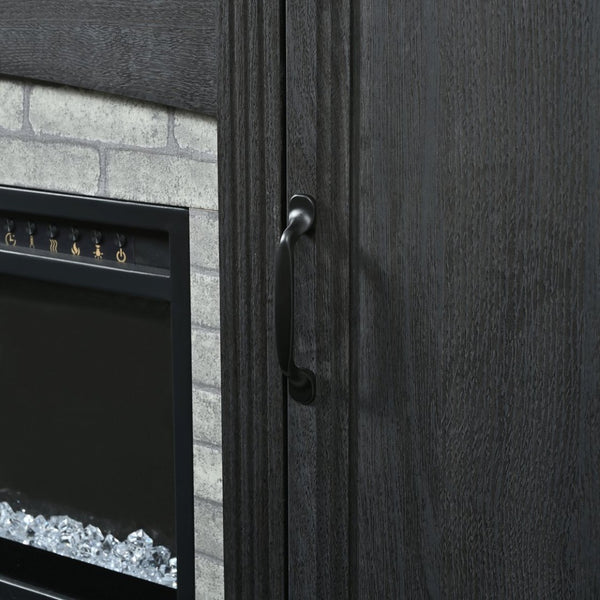 English Elm On-trend Farmhouse Electric Fireplace Console Walnut Veneer Media Cabinet for Living Room Black N721S000069B