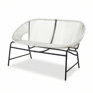 English Elm Condessa Outdoor Pe Rattan Loveseat Iron Frame Weather Resistant Patio Seating White N775P423051W