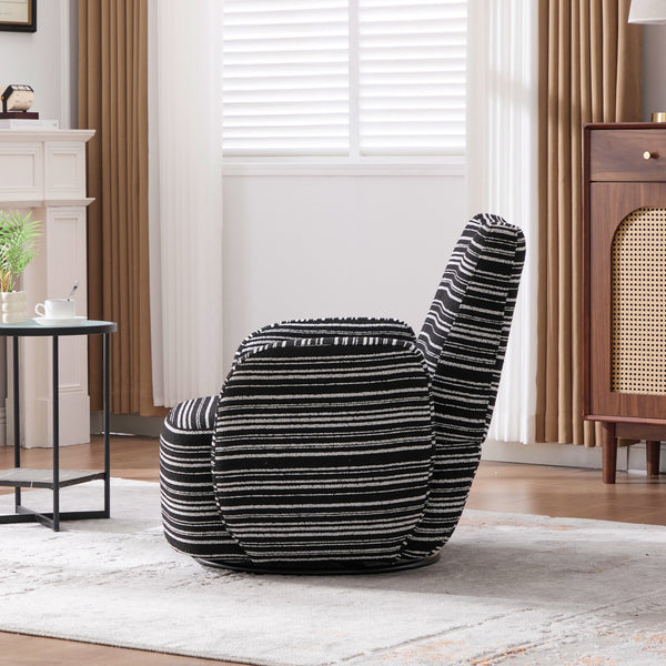 English Elm Modern Boucle 360° Swivel Leisure Chair with High‑Resilience Sponge, Supportive Curve, 550lb Capacity Black W395P355515
