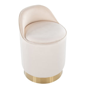 English Elm 18" Tufted Velvet Vanity Stool with 360 Swivel Base and Hidden Storage Compartment Cream B202P471497
