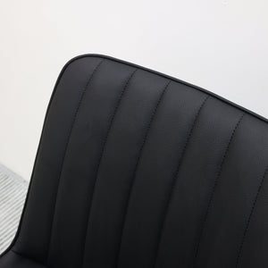 English Elm Black Pu Leather Dining Chairs Set Of 6 - Modern Armless Design For Kitchen, Restaurant & Office Use T3967P383849