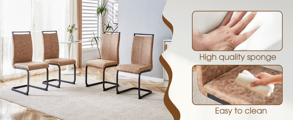 English Elm Table And Chair Set - Retro Rectangular Dining Table With Fishbone Mdf Top & 6 Stylish Brown Chairs W1151S03141-GIGA