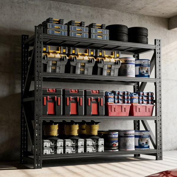 English Elm 5000lbs Industrial Cold-rolled Steel Shelving Unit for Garage Warehouse Storage W2735P457280