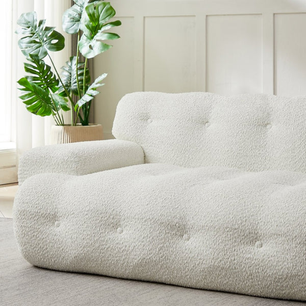 English Elm [video]87.4-inch Cloud Series Chenille Three-seater Sofa with Tufted Square Arms for Living Rooms White W3505P383948