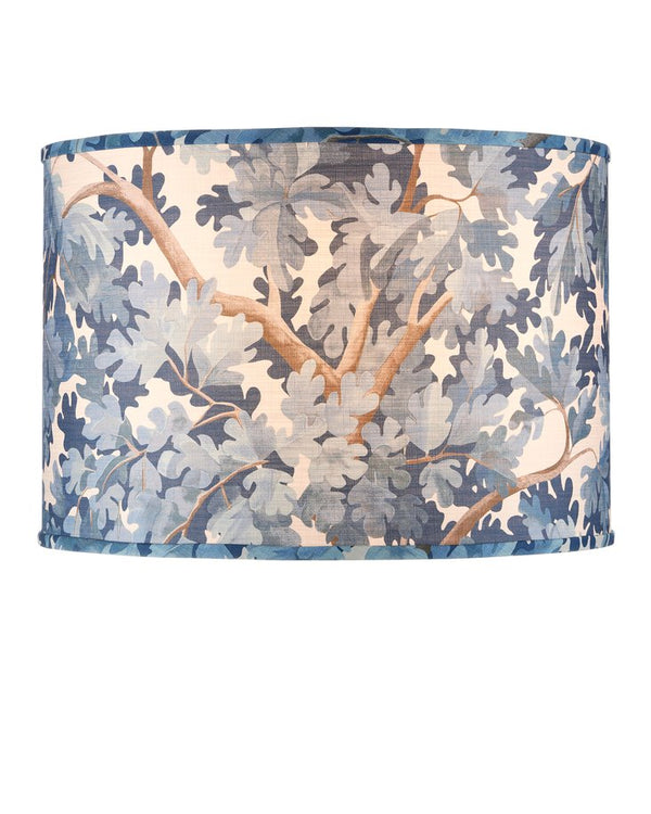 Currey & Company Woodland Drum Lamp Shade - Elegant Oak Tree Design On Fabric For A Stylish Home Décor Upgrade Blue Cotton 0900-6011-currey-company