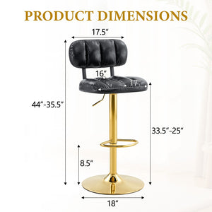 English Elm Set of 2 Adjustable Pu Leather Barstools with Chrome Base for Kitchen or Home Bar Black,Gold W3875P378577