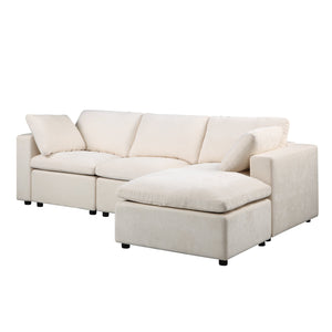 English Elm Modular Sectional Sofa: Versatile U-Shaped Couch With Ottomans For Stylish Living Room Comfort W1123S00036