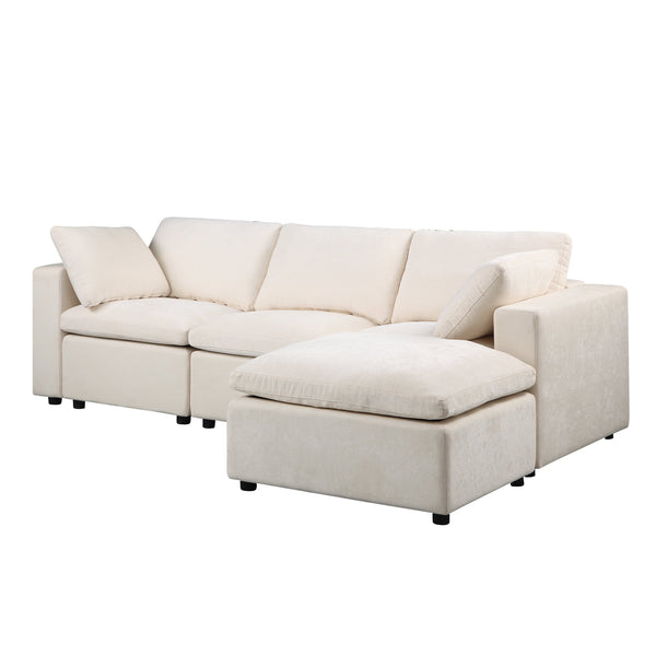 English Elm Modular Sectional Sofa: Versatile U-Shaped Couch With Ottomans For Stylish Living Room Comfort W1123S00036