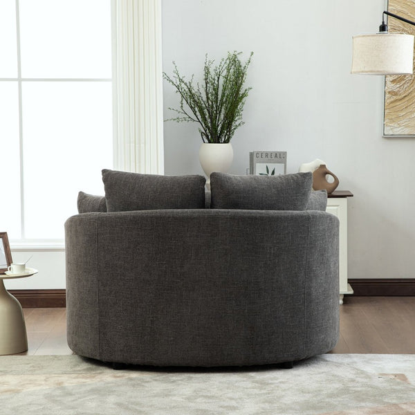 English Elm 56.3'' Oversized Barrel Lounger Chenille Cuddle Chair with Pocket Spring Deep Seat Gray W3118S00038