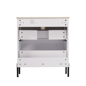 English Elm Christopher Knight Home® - 30" Elegant Bathroom Vanity With Ceramic Sink, Soft-Close Drawers & Fluted Design In Timeless White N817P295761W