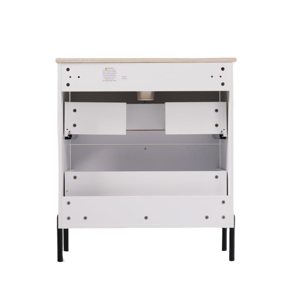 English Elm Christopher Knight Home® - 30" Elegant Bathroom Vanity With Ceramic Sink, Soft-Close Drawers & Fluted Design In Timeless White N817P295761W