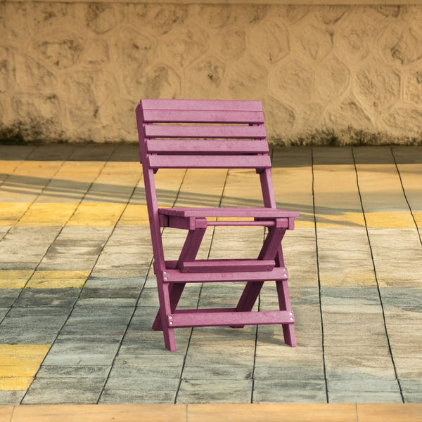 English Elm Coastal Bay Recycled Hdpe Folding Bistro Chair for Patio and Balcony Use Burgundy B2745P409665