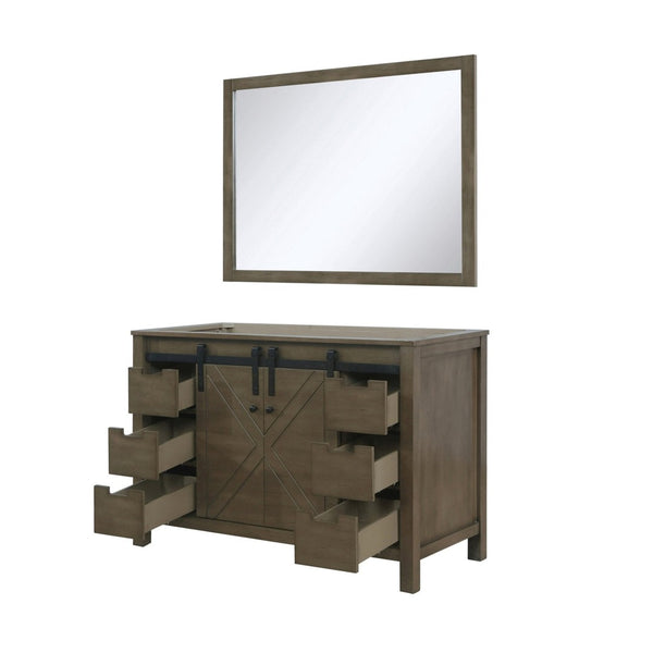 English Elm Rustic Brown Bath Vanity Set With 48" Cabinet & 44" Mirror - Farmhouse Charm & Ample Storage! B2731S00529-GIGA